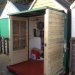 Bi folding doors on beech hut